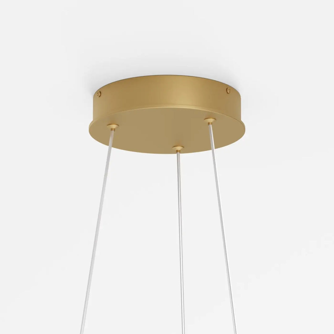 Suspension luminaire led rim or en cercle avec trois cordons transparents pour éclairage décoratif élégant