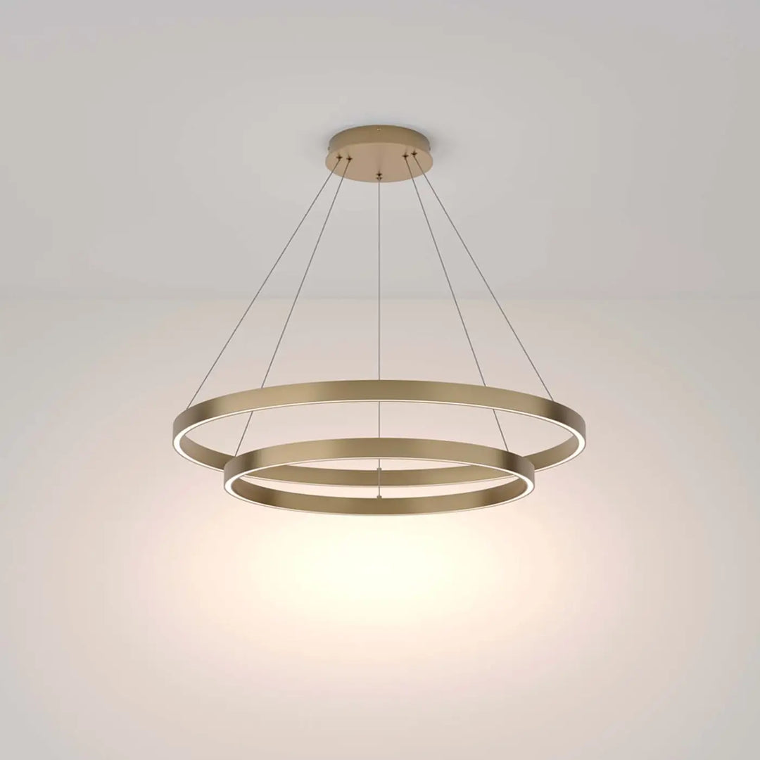 Suspension luminaire rim deux anneaux en laiton fini avec double anneau moderne suspension led rim design minimaliste