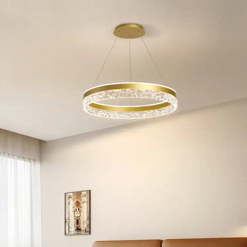 Suspension LED Ronde Cristal Moderne Pour Chambre Ou Salon

