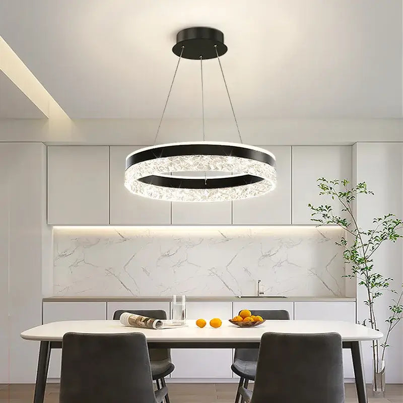Suspension LED Ronde Cristal Moderne Pour Chambre Ou Salon

