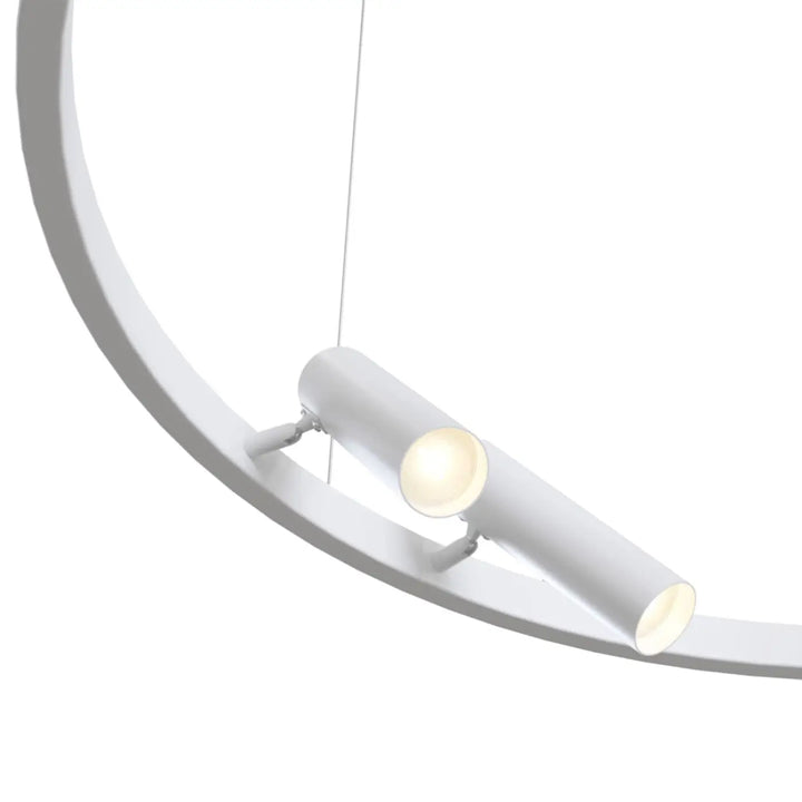 Suspension led satellite cercle lumineux blanc moderne avec diffuseur circulaire et ampoule led chaude