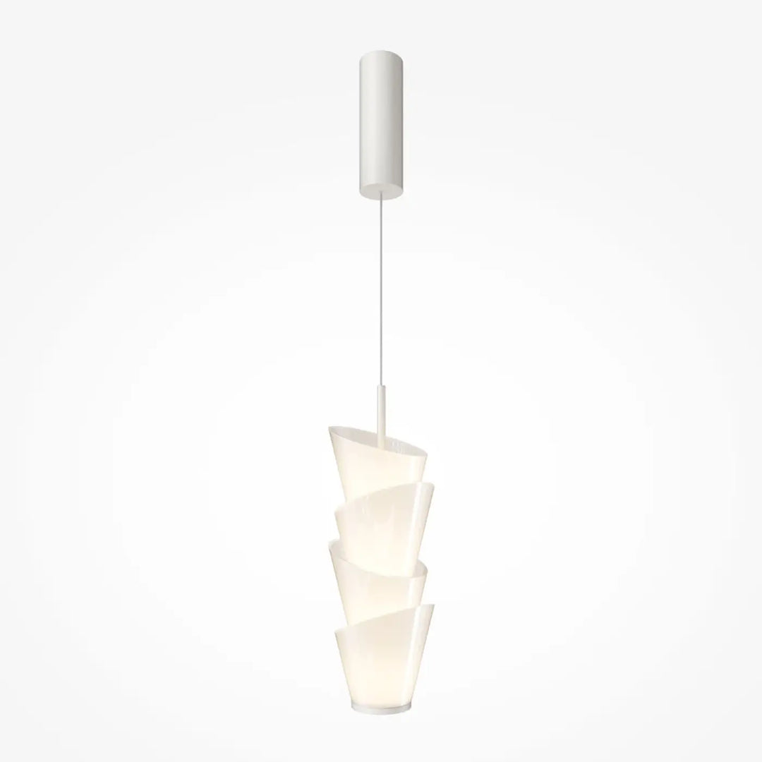 Suspension luminaire seoul avec verre opalin blanc en acrylique moderne et lumière douce à tasses empilées effilées