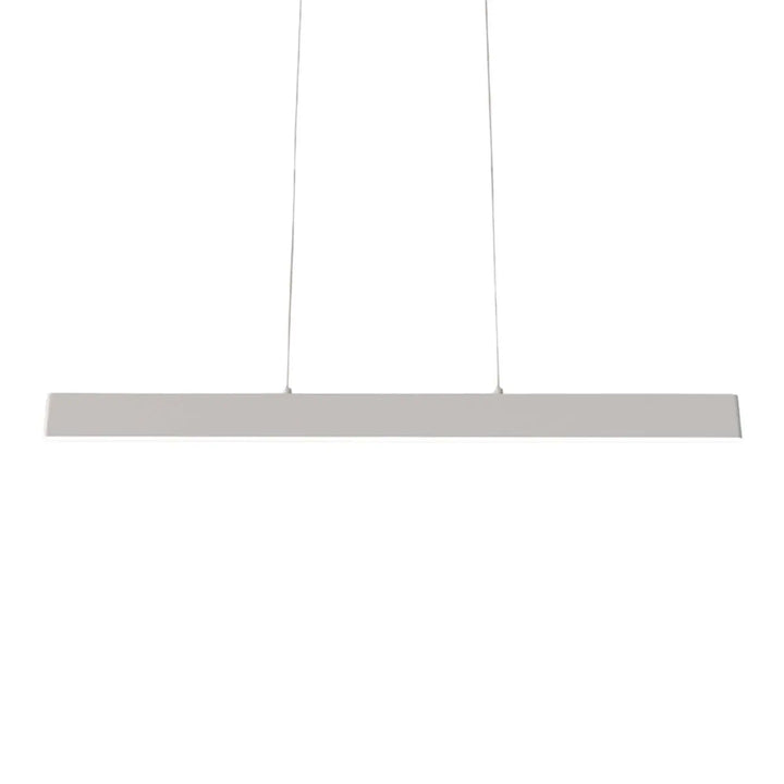 Suspension led step linéaire en blanc mat avec deux câbles fins pour une ligne lumineuse d’une table moderne