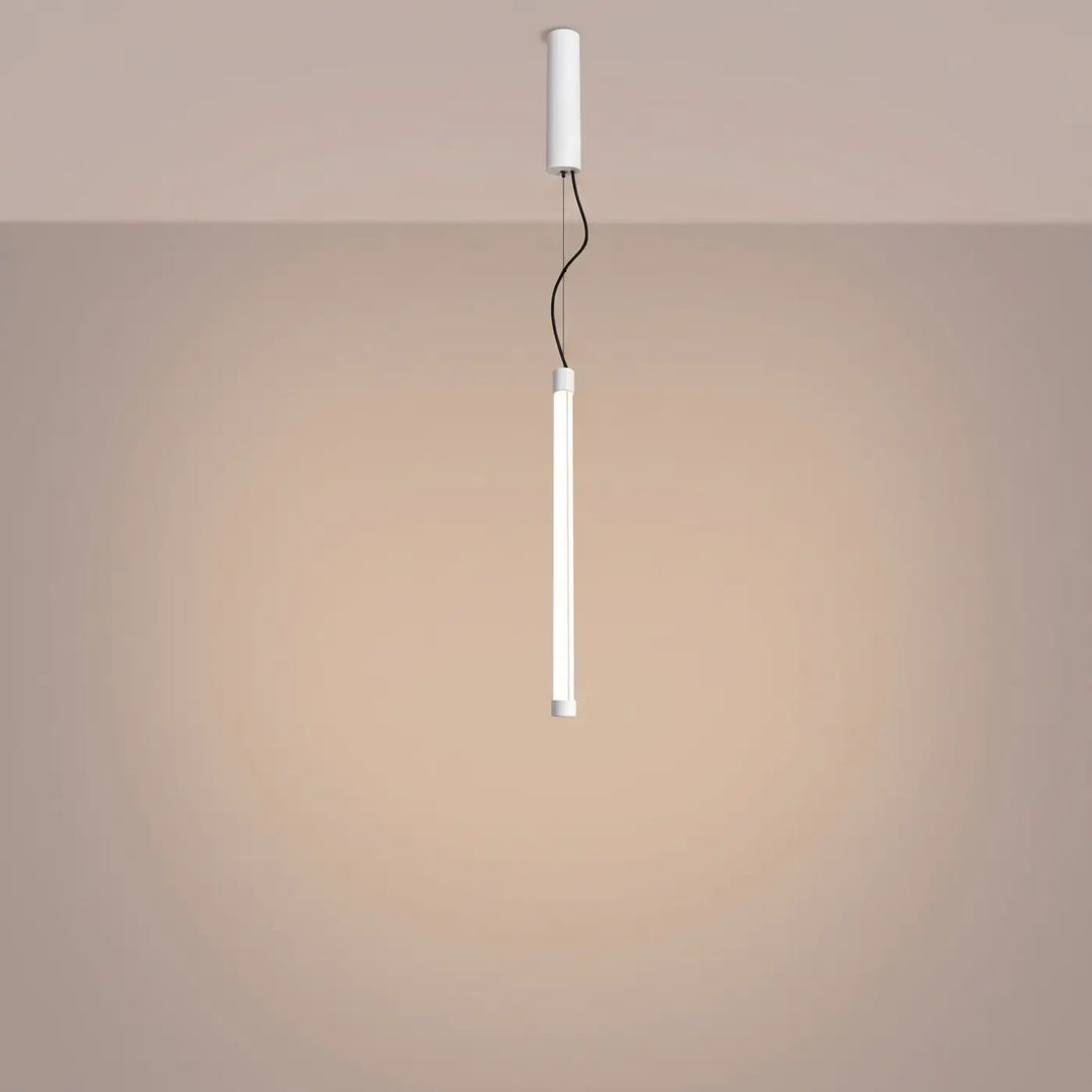 Suspension tube TRANG blanc allumée, suspendue
