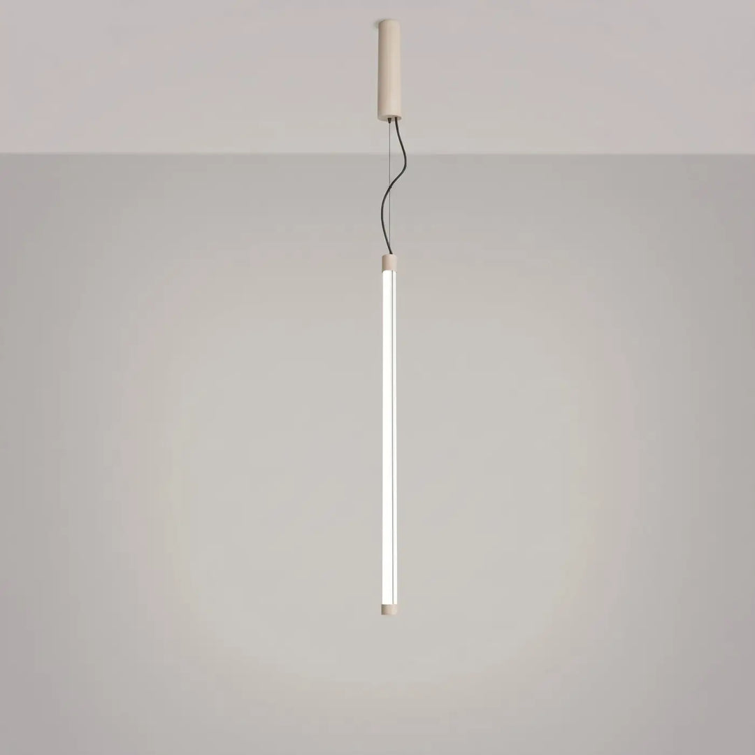Suspension tube TRANG beige allumée, suspendue