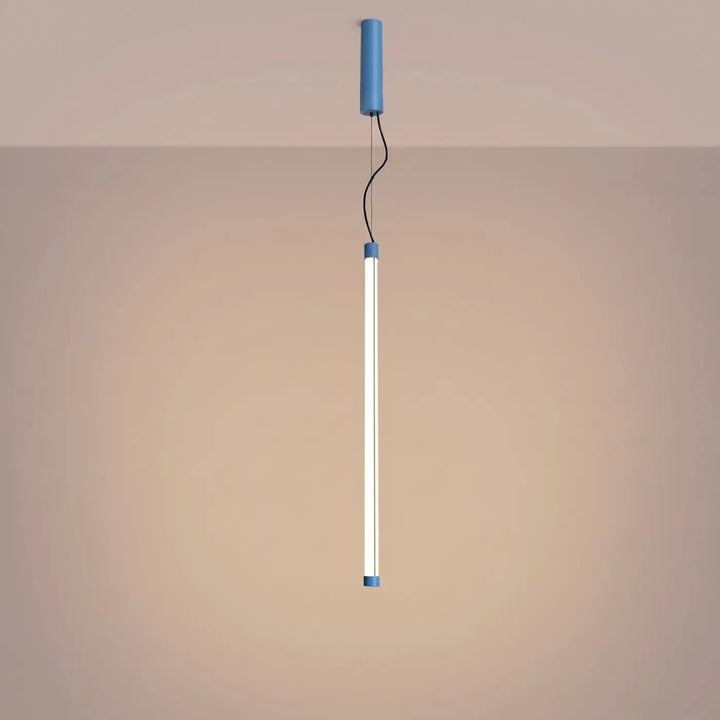 Suspension tube TRANG bleu clair allumée, suspendue