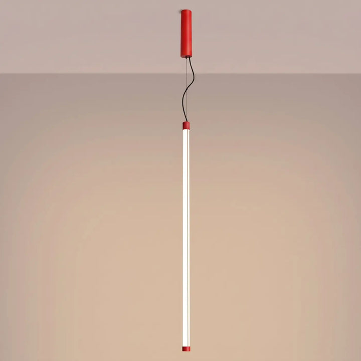 Suspension tube TRANG rouge allumée, suspendue