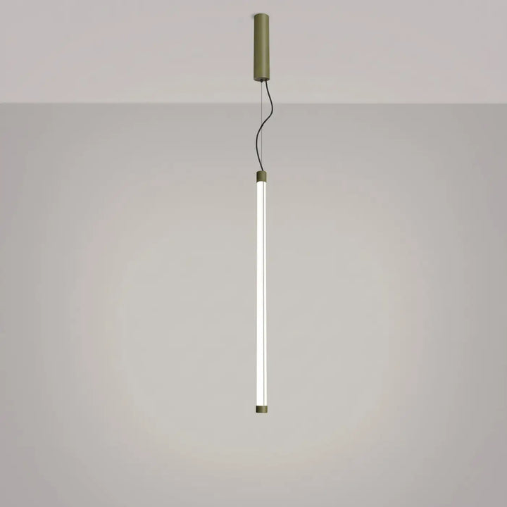 Suspension tube TRANG vert olive allumée, suspendue
