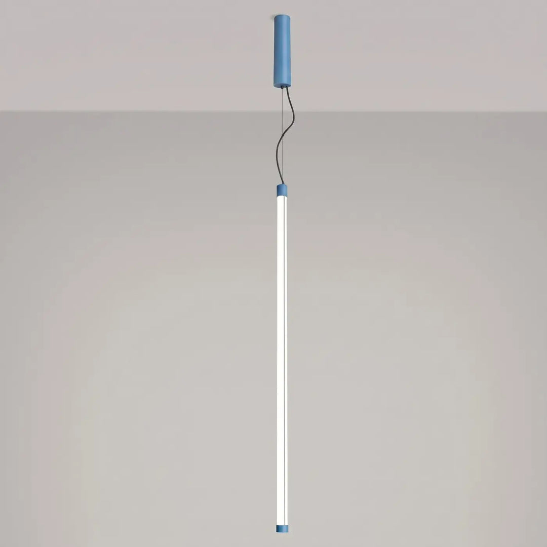 Suspension tube TRANG bleu clair allumée, suspendue