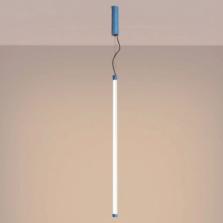 Suspension tube TRANG bleu clair allumée, suspendue