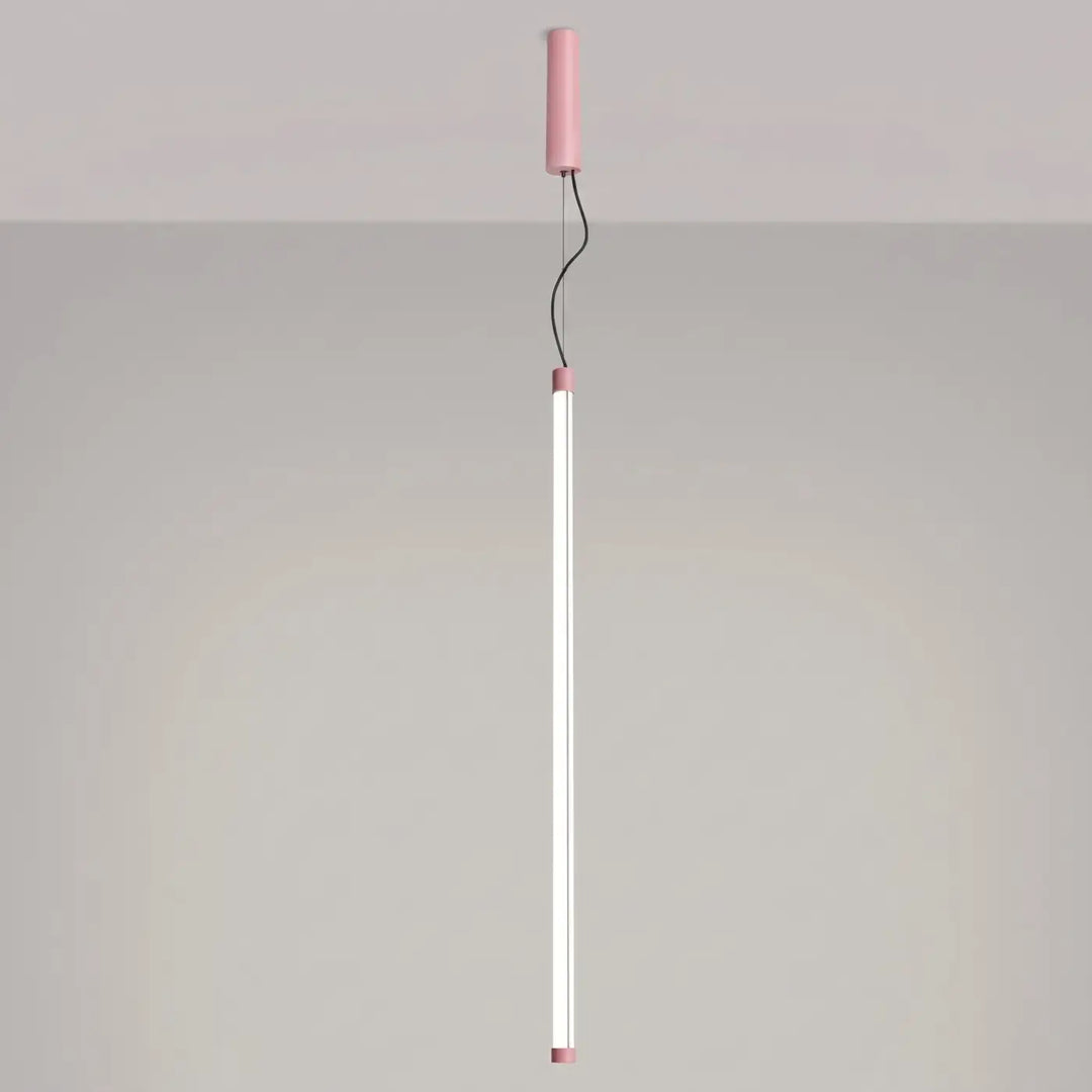 Suspension tube TRANG rose allumée, suspendue