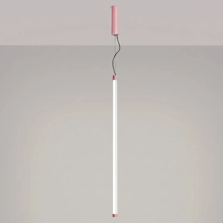 Suspension tube TRANG rose allumée, suspendue