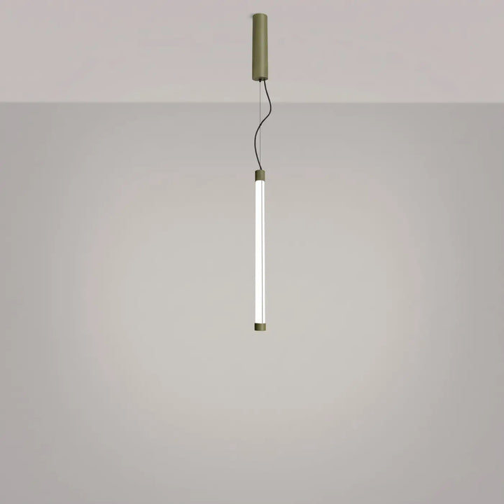 Suspension tube TRANG vert olive allumée, suspendue