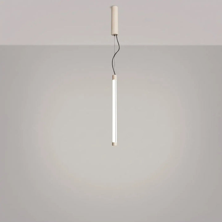 Suspension tube TRANG beige allumée, suspendue