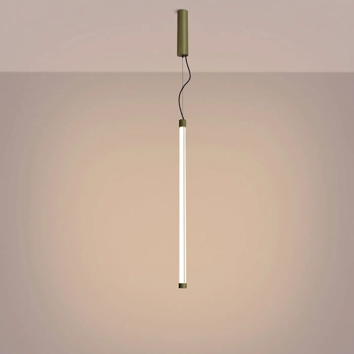 Suspension tube TRANG vert olive allumée, suspendue