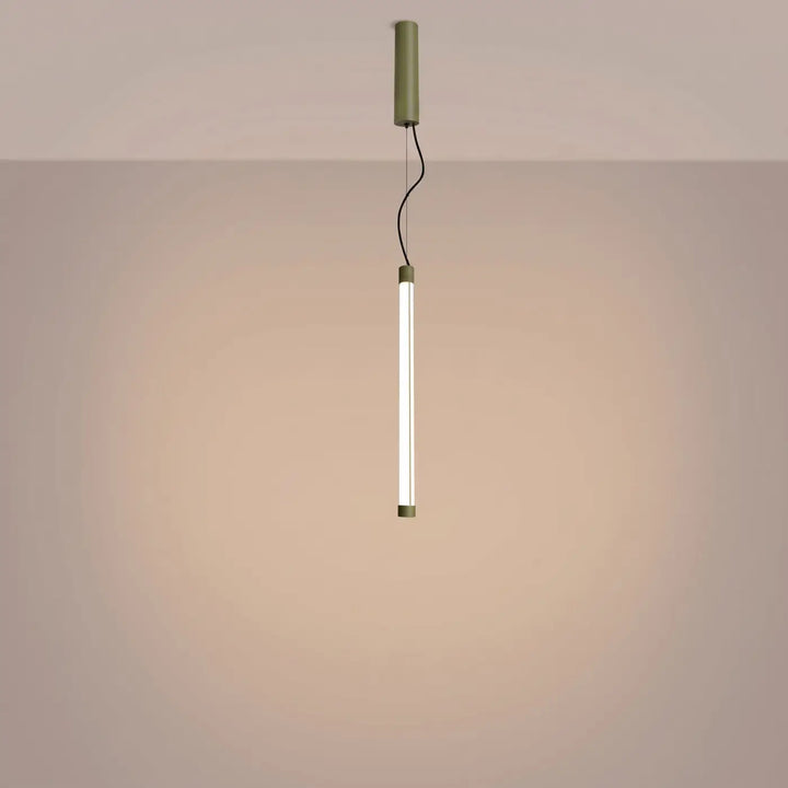 Suspension tube TRANG vert olive allumée, suspendue