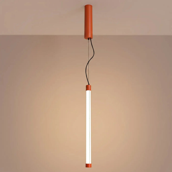 Suspension tube TRANG ocre rouge allumée, suspendue
