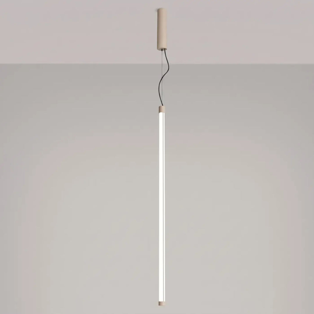 Suspension tube TRANG beige allumée, suspendue