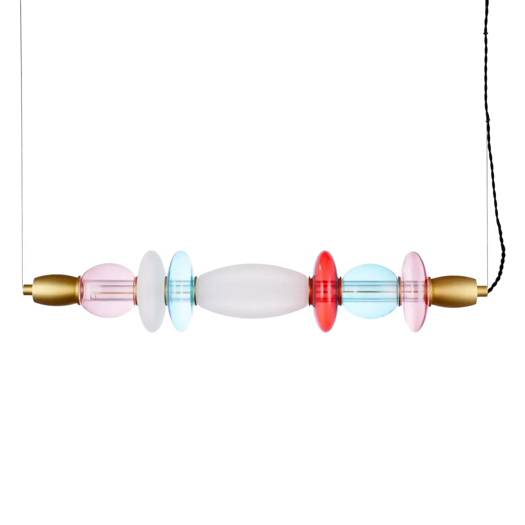 Suspension léonor en verre soufflé pastel avec accents métalliques dorés design lumineux élégant pour intérieur moderne