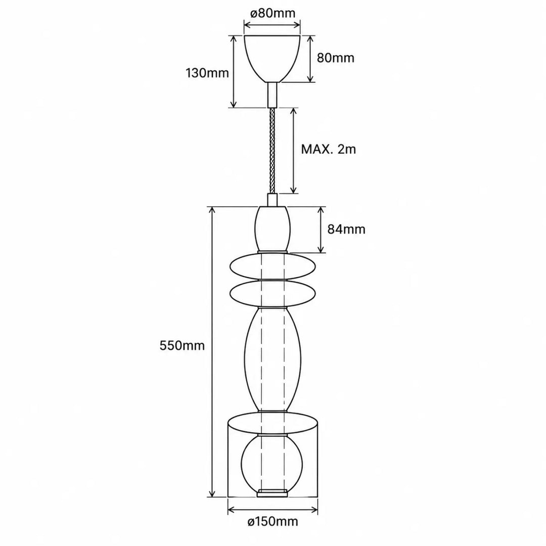 Suspension luminaire léonor verticale avec design compact à étages en métal finition métallique et led filament intégré