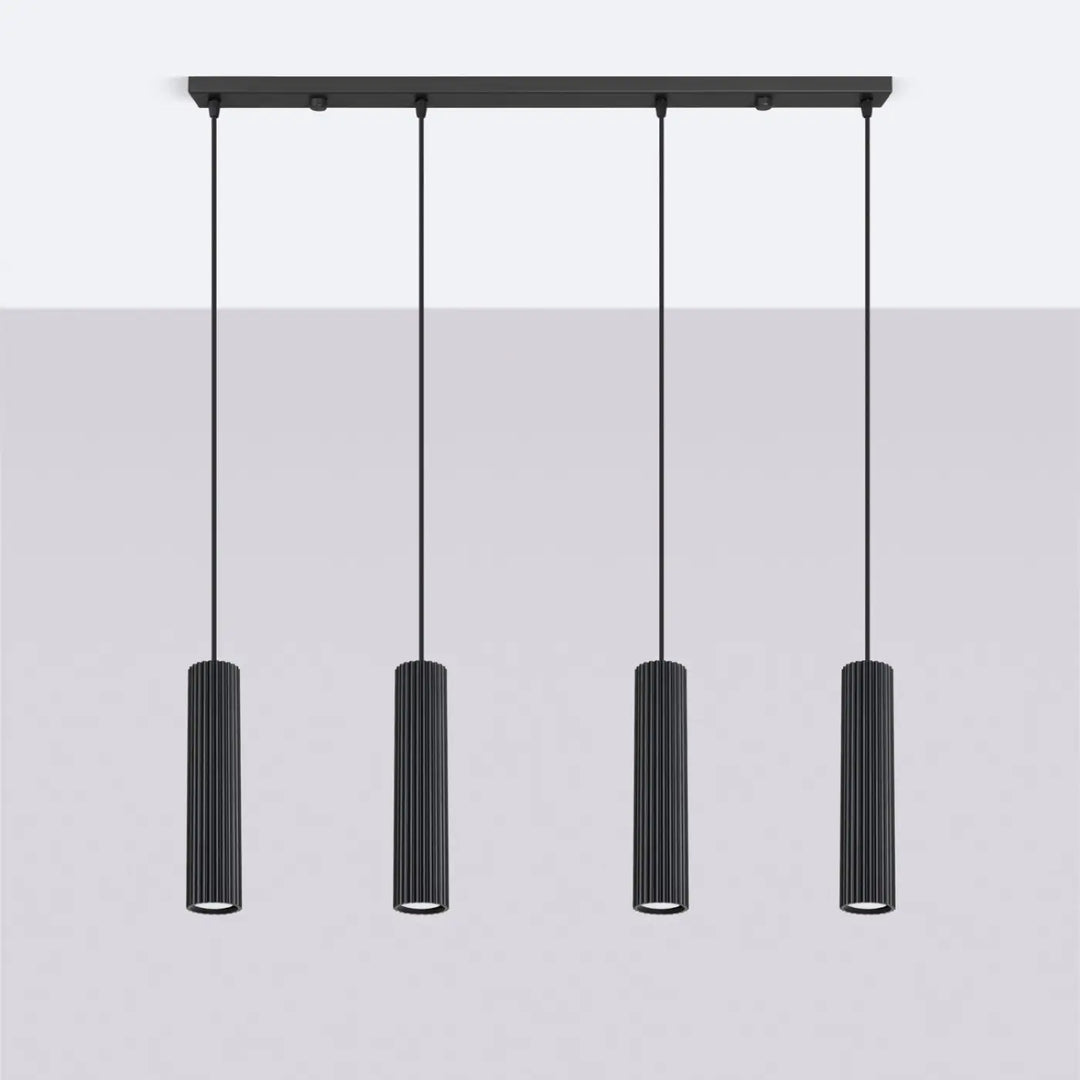 Suspension Karbon noire en ligne à cylindres nervurés, éteinte