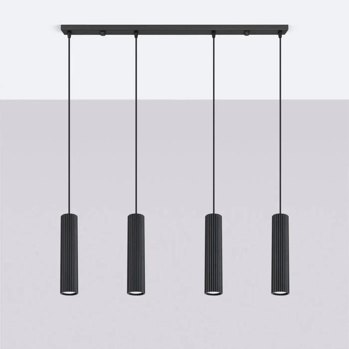 Suspension Karbon noire en ligne à cylindres nervurés, éteinte