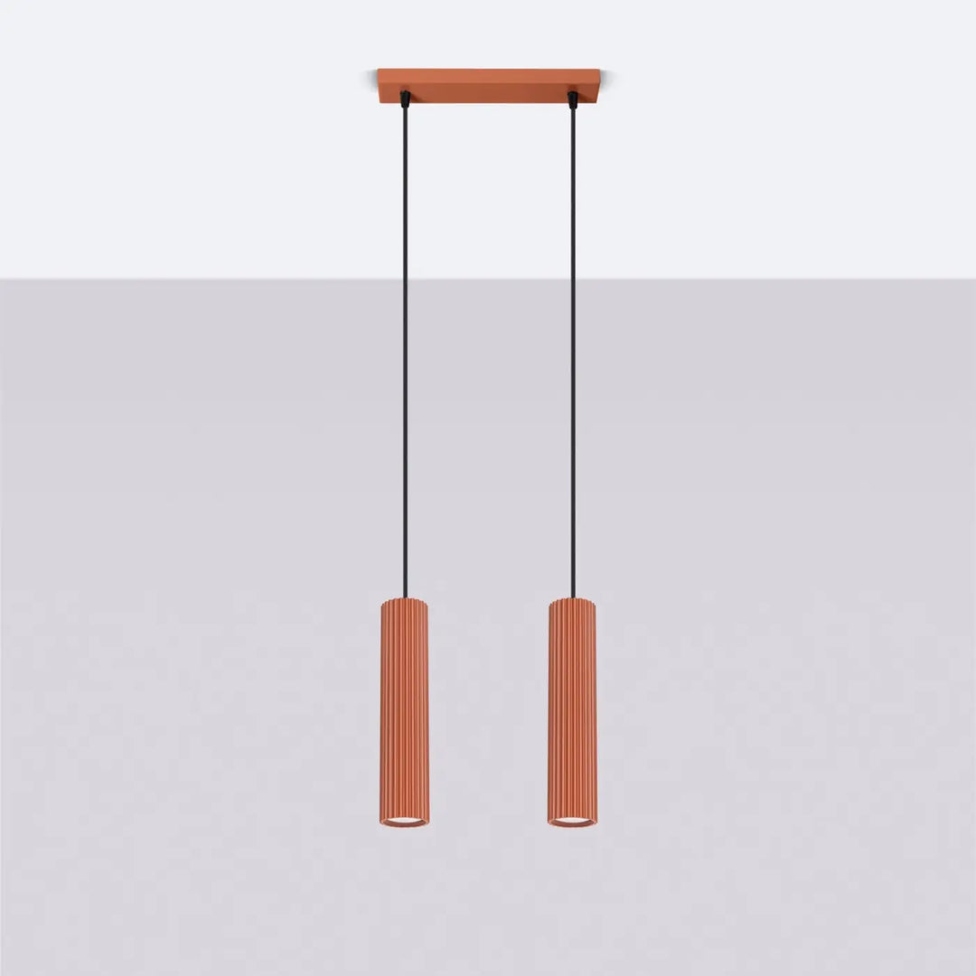 Suspension Karbon ocre rouge en ligne à cylindres nervurés, éteinte