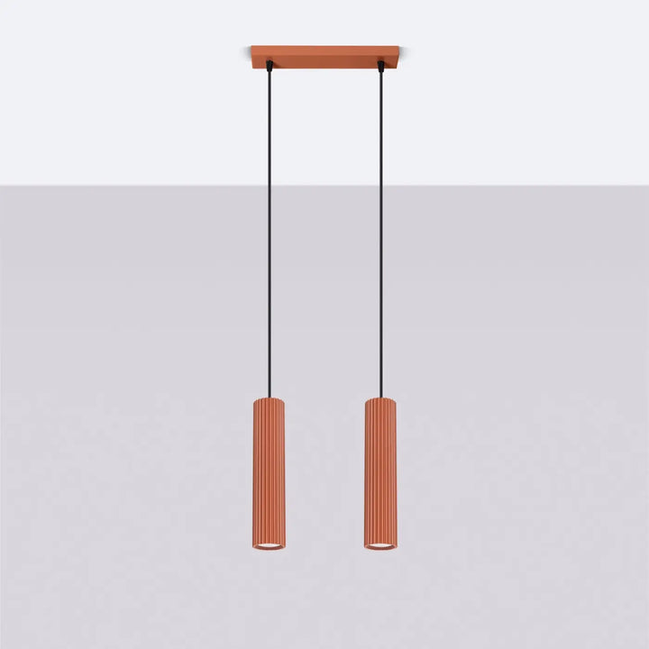 Suspension Karbon ocre rouge en ligne à cylindres nervurés, éteinte