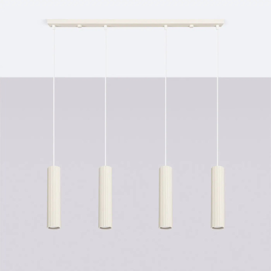 Suspension Karbon beige en ligne à cylindres nervurés, éteinte