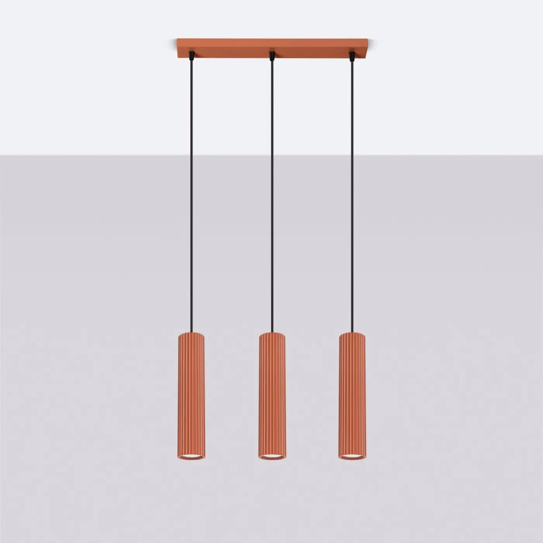 Suspension Karbon ocre rouge en ligne à cylindres nervurés, éteinte