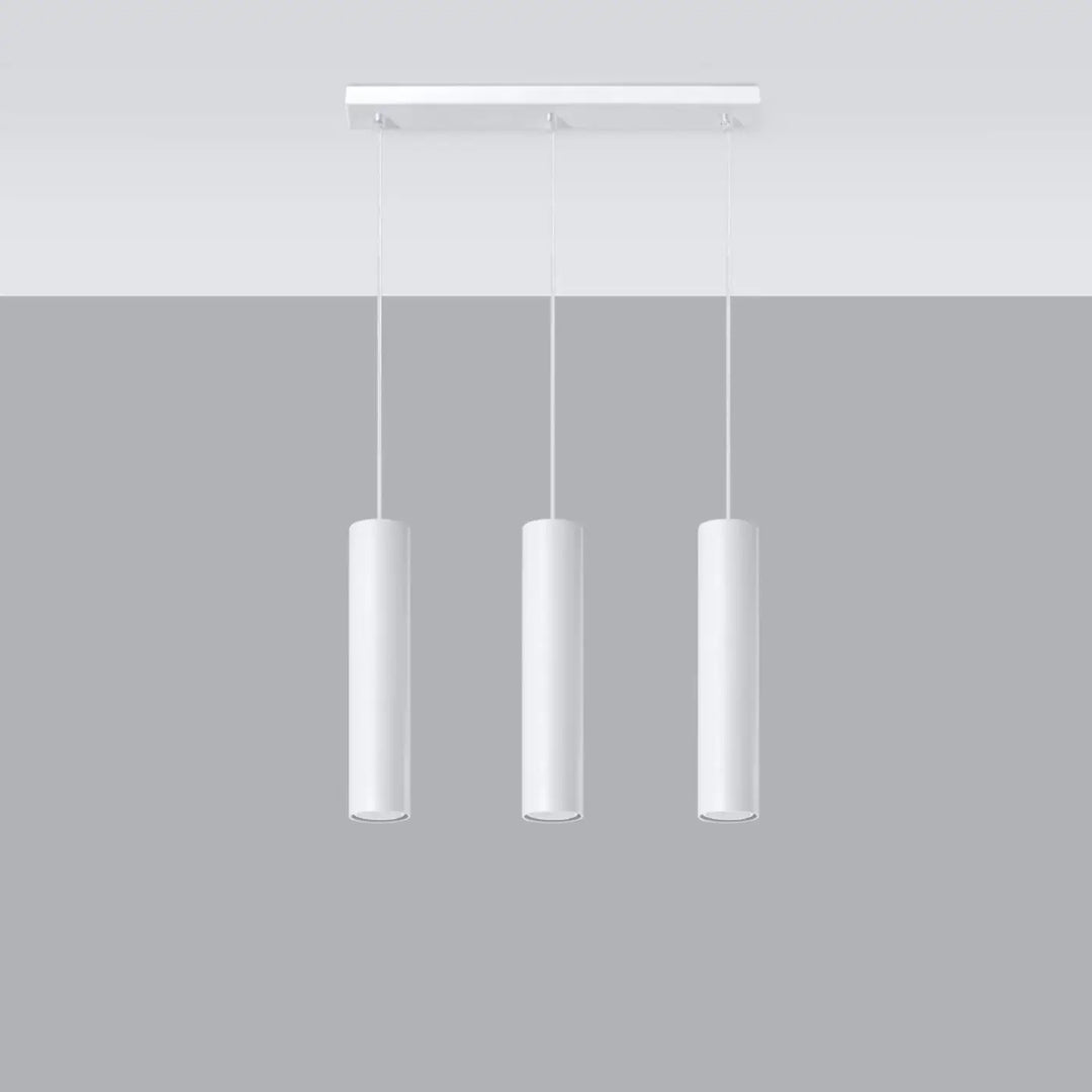 Suspension Lagos en ligne à tubes en acier lisse blanc, éteinte