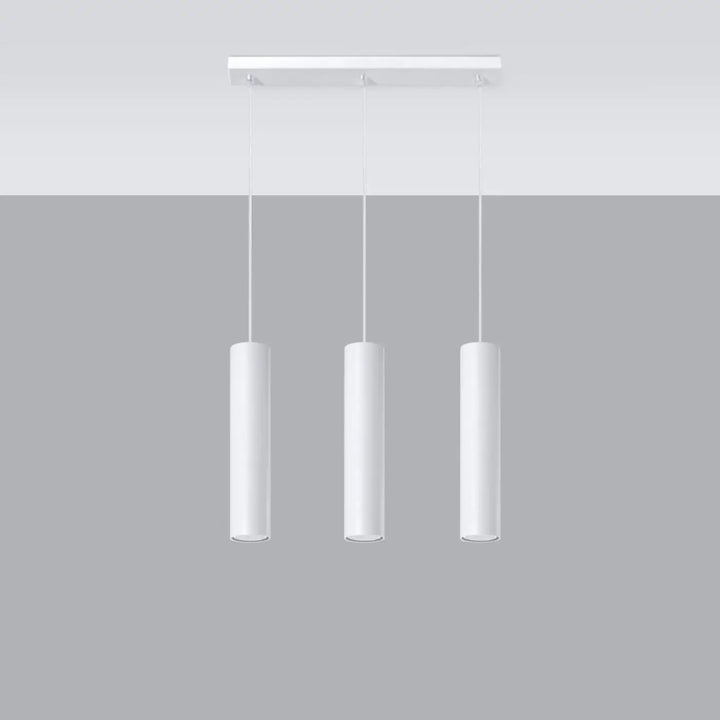 Suspension Lagos en ligne à tubes en acier lisse blanc, éteinte