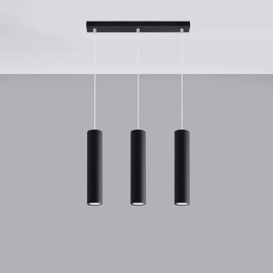 Suspension Lagos en ligne à tubes en acier lisse noir, éteinte