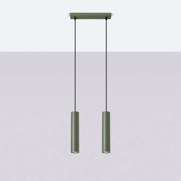 Suspension Lagos en ligne à tubes en acier lisse vert olive, éteinte