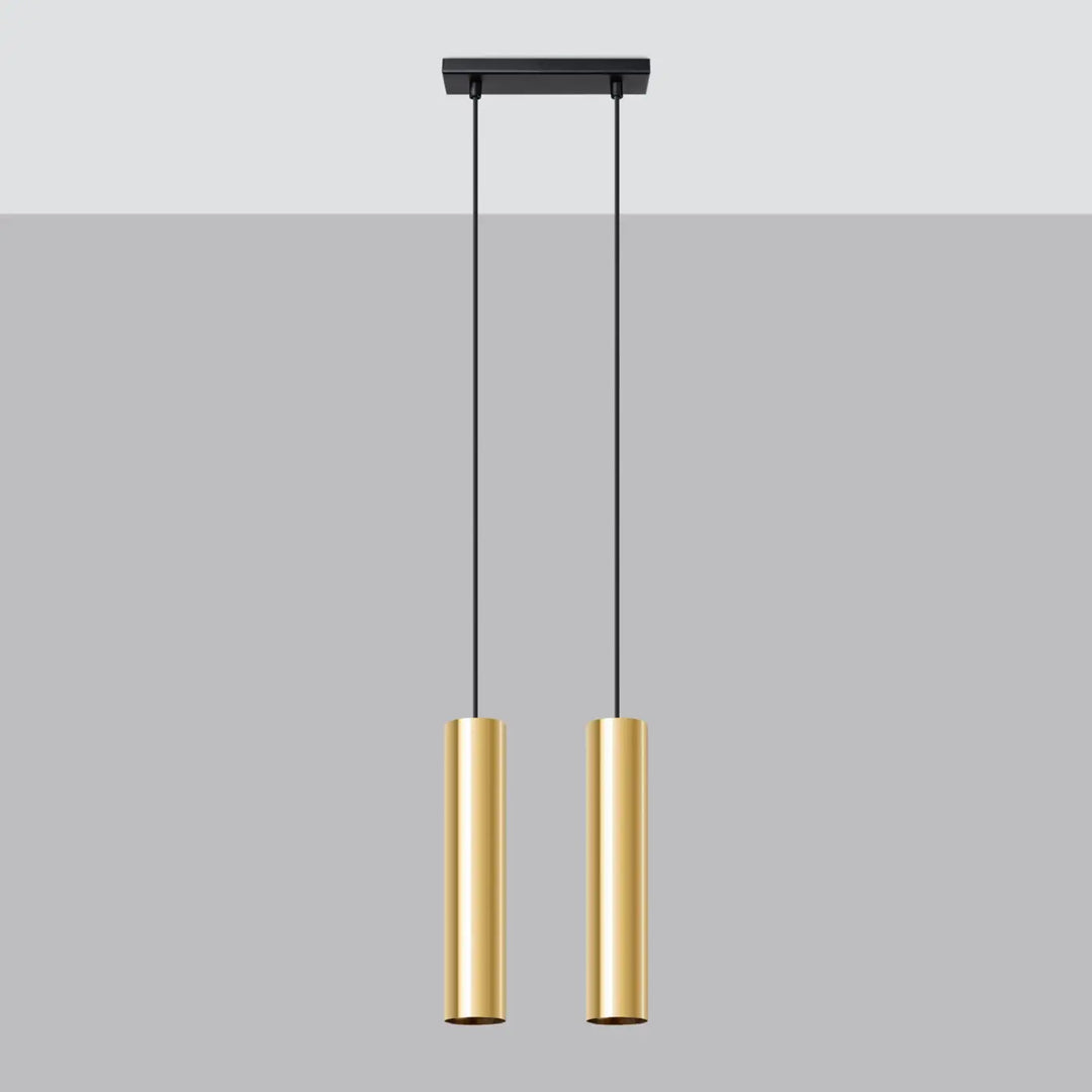 Suspension Lagos en ligne à tubes en acier lisse or poli, éteinte