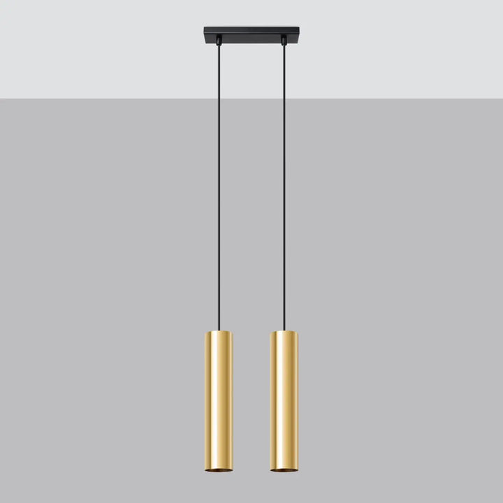Suspension Lagos en ligne à tubes en acier lisse or poli, éteinte