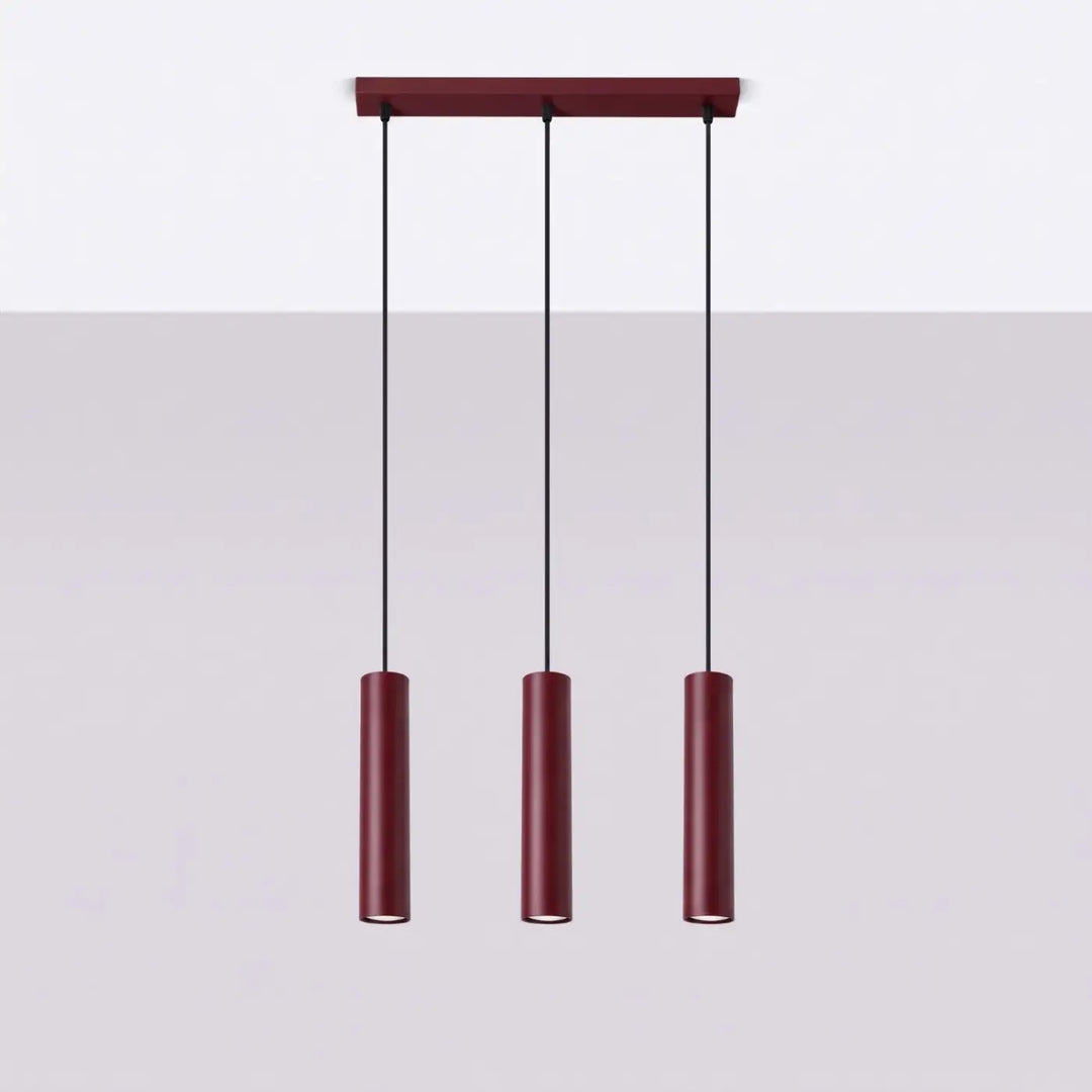 Suspension Lagos en ligne à tubes en acier lisse bordeaux, éteinte