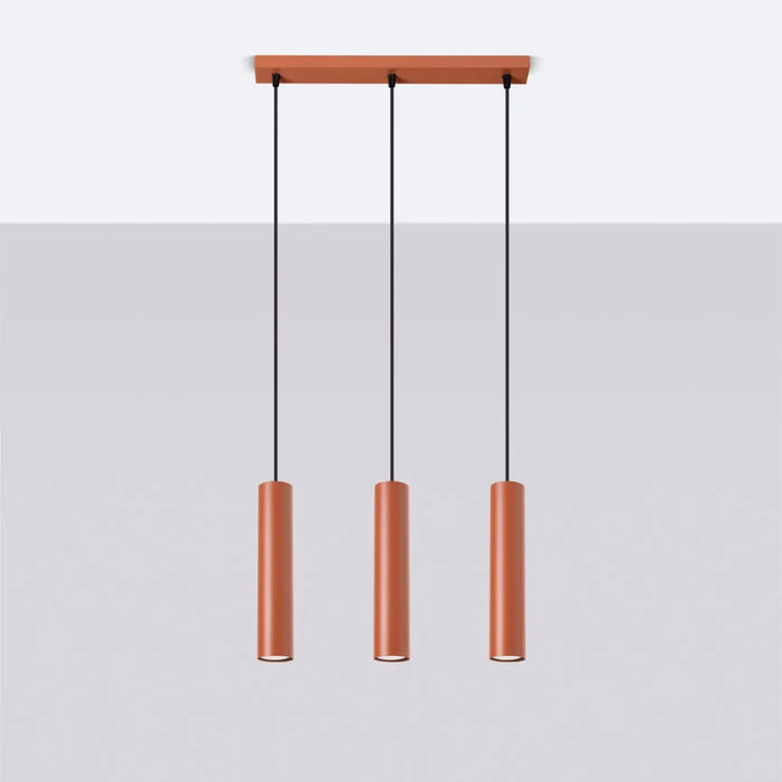 Suspension Lagos en ligne à tubes en acier lisse ocre rouge, éteinte