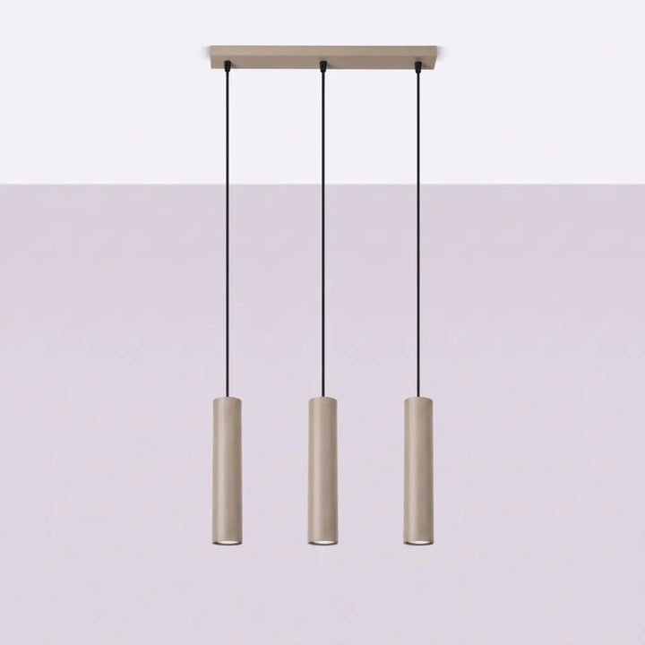 Suspension Lagos en ligne à tubes en acier lisse taupe, éteinte