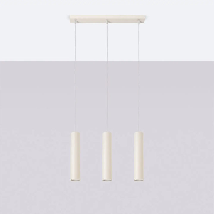 Suspension Lagos en ligne à tubes en acier lisse beige, éteinte