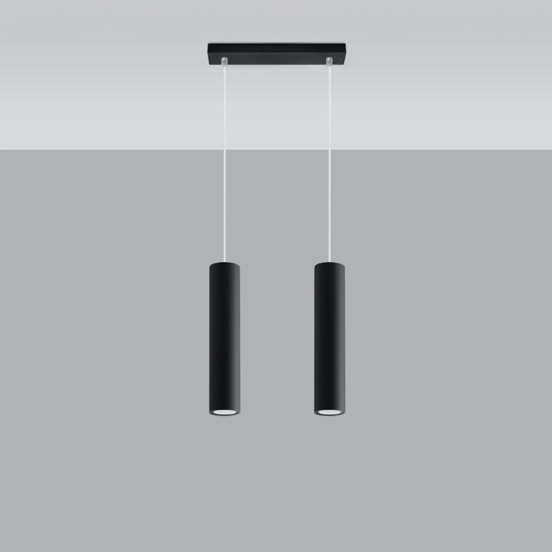 Suspension Lagos en ligne à tubes en acier lisse noir, éteinte