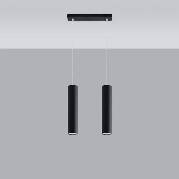 Suspension Lagos en ligne à tubes en acier lisse noir, éteinte