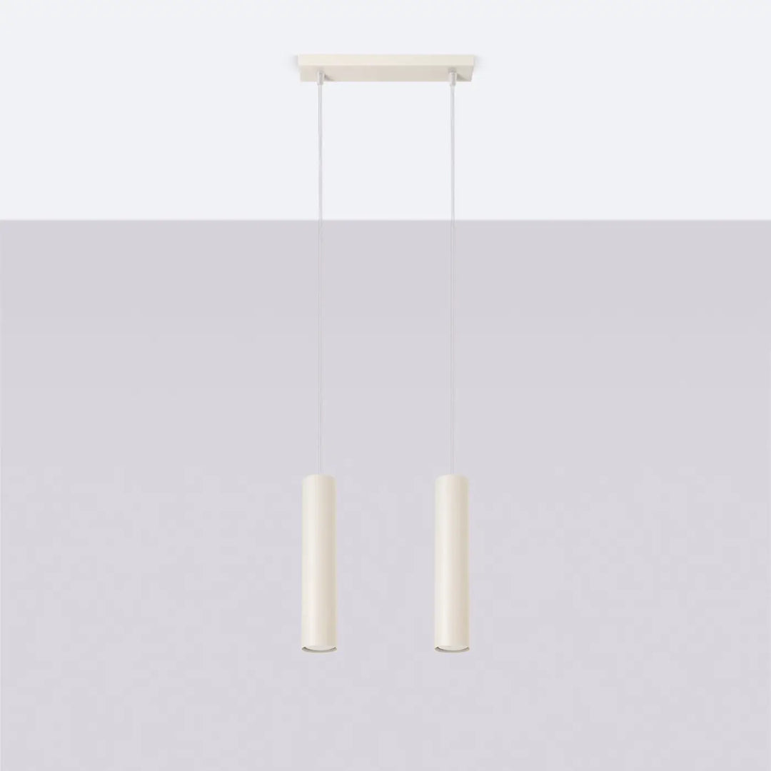 Suspension Lagos en ligne à tubes en acier lisse beige, éteinte