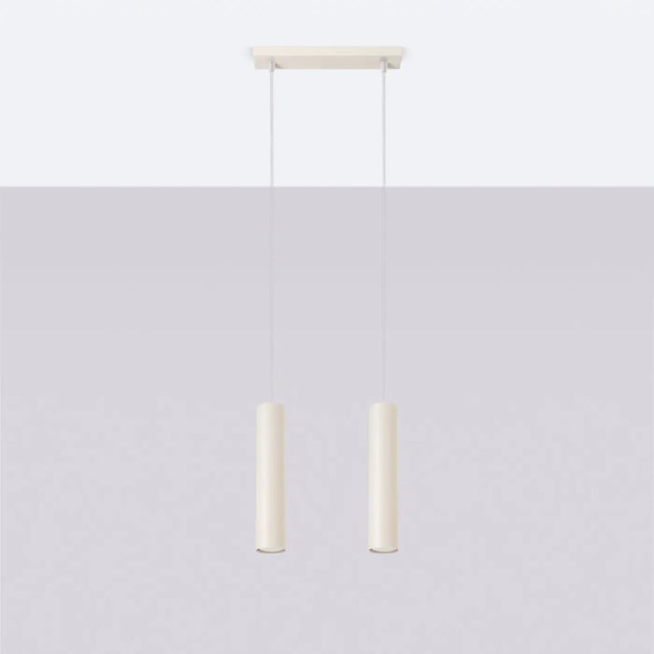 Suspension Lagos en ligne à tubes en acier lisse beige, éteinte