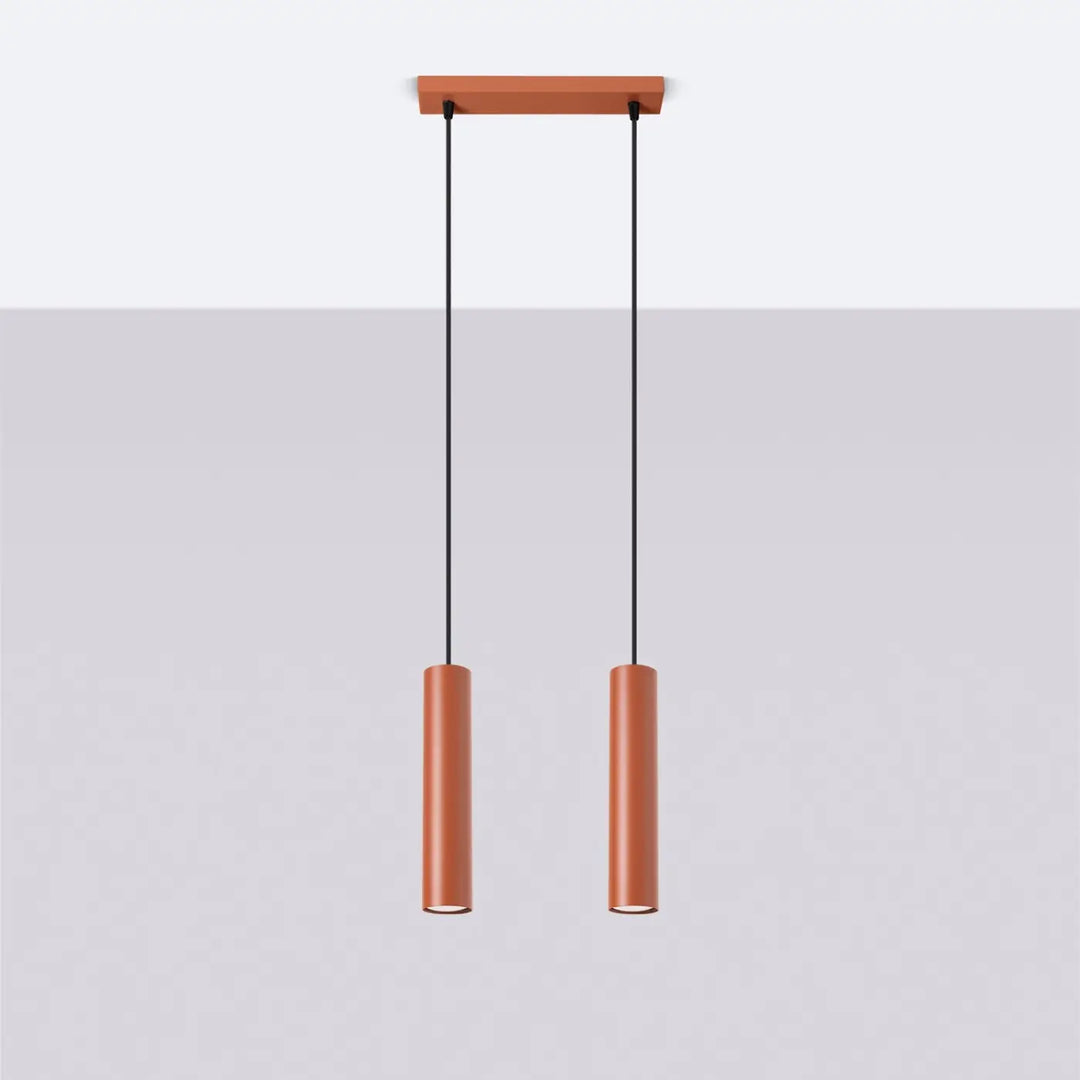Suspension Lagos en ligne à tubes en acier lisse ocre rouge, éteinte