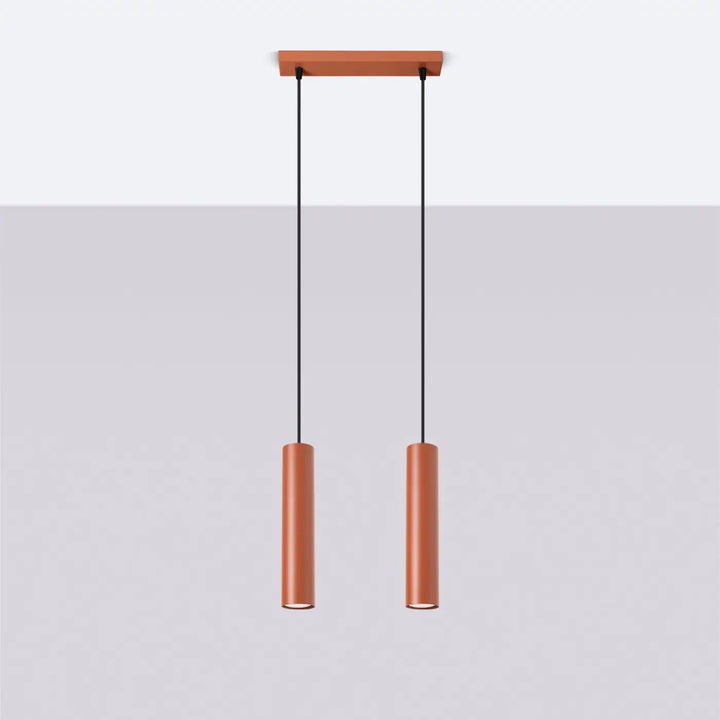 Suspension Lagos en ligne à tubes en acier lisse ocre rouge, éteinte