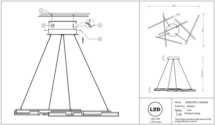 Suspension line luminaire en acier doré avec tracé géométrique moderne et design en tiges intersectées circulaire linéaire