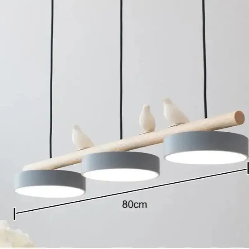 Suspension Linéaire Bois Et Métal À 3 Disques Led Modernes