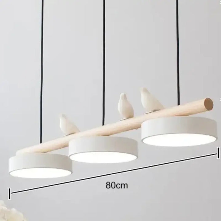 Suspension Linéaire Bois Et Métal À 3 Disques Led Modernes