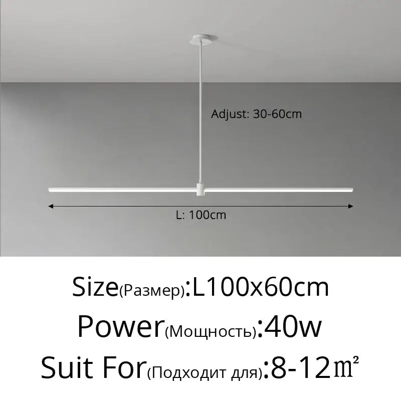 Suspension linéaire style minimaliste noir blanc chic